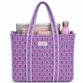 PShomes Large Cotton Tote Bag 18x18 Inches – 100% Cotton Shoulder Bag with Inner Pocket | Reusable Eco-Friendly Carry Bag for Laptop, Shopping, Travel & Daily Use (Purple-BLOCK)