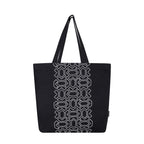SKAPADORO Canvas Big Zip Handbag Shopping Tote,100% Cotton, Inner Pocket, Unisex Embroidered Comfortable Bag For Travel Office Beach Shopping, Easy To Wash Trendy Everyday Shoulder Bag(Black & White)