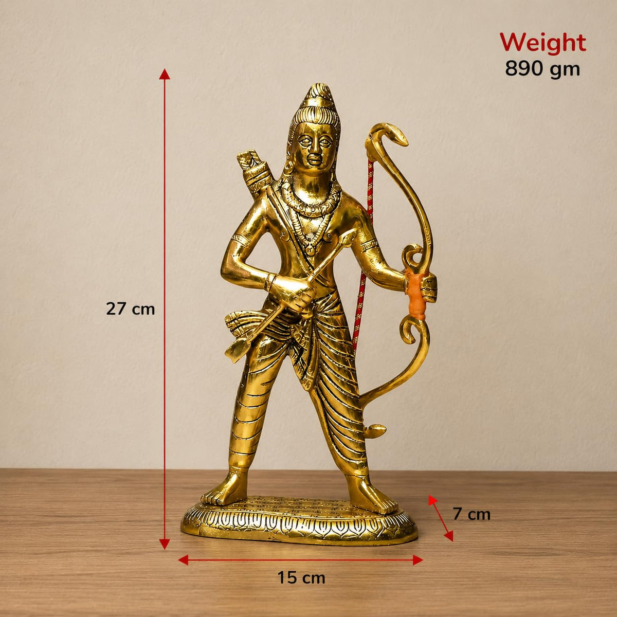 KridayKraft Metal Lord Shri Ram JI Statue for Pooja Room Mandir Temple Little Ram Murti Religious Idol for Home Office Décor Bal Ram Decorative Shopiece Figurines