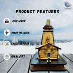 TLCAART Kedarnath Mandir | MDF Wood Temple | 3D Miniature | Decoration Wooden Showpiece for Home, Office | Size: 14 x 7.5 x 11 cms | Pack of 1