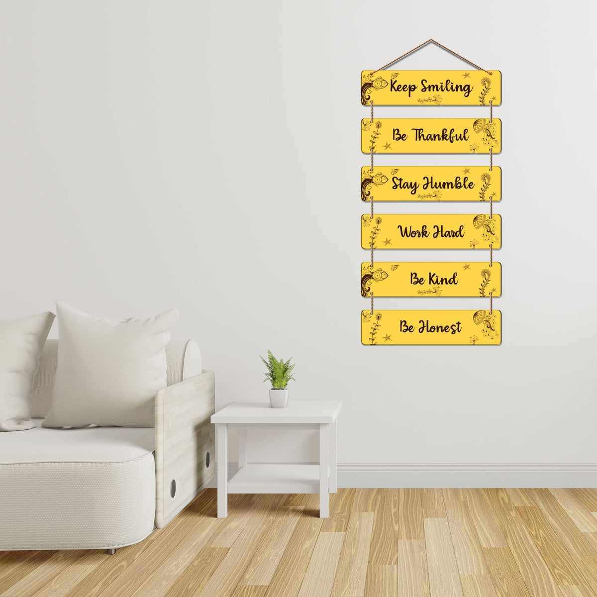 Artvibes Keep Smiling Be Positive Printed Wooden Wall Hanging For Home Decor | Office | Quotes Decor Item | Livng Room | Wall Poster | Inspirational Quotes | Art Print | Unique Gift Items (WH_3241N)