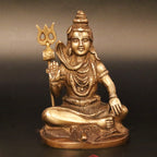 ARTVARKO Lord Shiva Idol Brass Metal Bhagwan Shiv Murti Statue Home Décor Warming for House Mandir Puja Temple Pooja Showpiece Gift with Trishul Copper & Gold 5.5 Inch