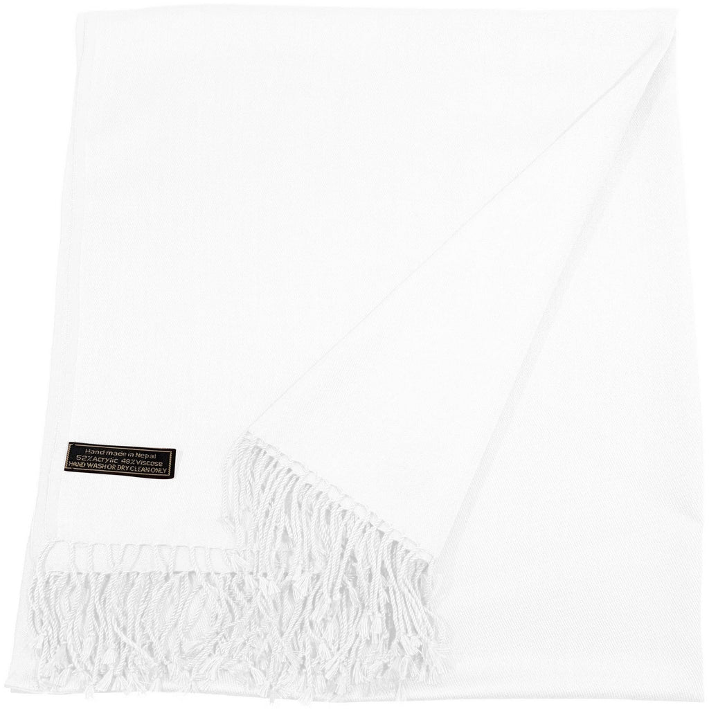 White Solid Color Design Shawl Scarf Wrap Stole Throw Pashmina Pashminas CJ Apparel NEW