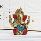 ARTVARKO Brass Bhagwan Ganesha in Blessing Posture Ganesh Ganpati Home Entrance Office Decor Idol Marriage Gift Murti Pooja 4.5 Inches