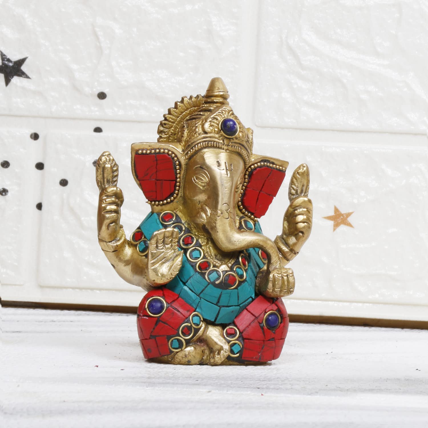 ARTVARKO Brass Bhagwan Ganesha in Blessing Posture Ganesh Ganpati Home Entrance Office Decor Idol Marriage Gift Murti Pooja 4.5 Inches