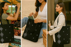 MASQ by Q-One Cute Genes Foldable Reusable Tote Bag for Women with Zip | College Bag for Girls | 100% Organic Canvas Tote for Shopping, Travel & Beach | (Urban)