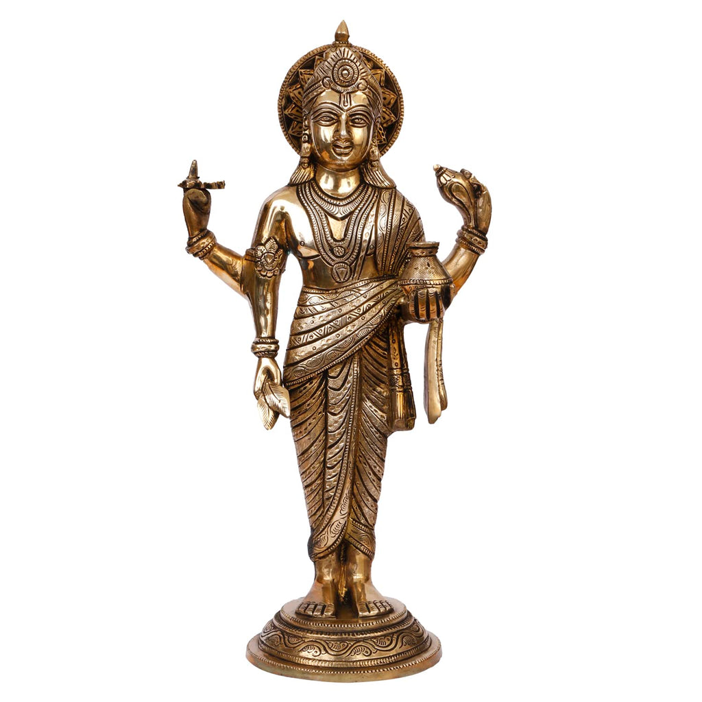 ARTVARKO Brass Dhanavantari Idol The Physician of Gods Dhanvantri Dhanwantri Statue Height 15 Inch