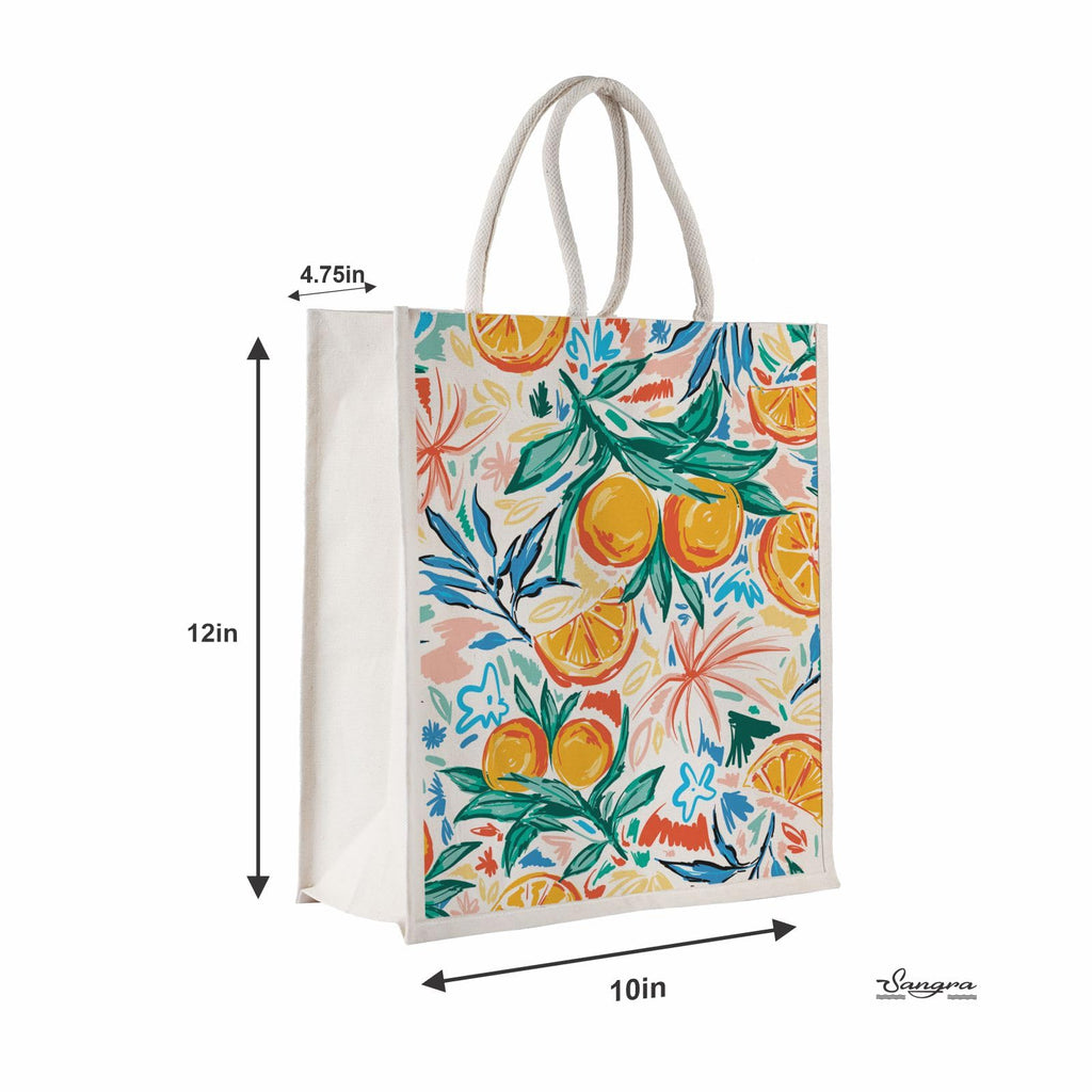 Sangra Canvas Reusable Bags for School, College, Lunch Bag for Office for Men and Women, Grocery Shopping Bag, Multi-Purpose Bag, Sturdy Handle With Zipper Lock (Pack of Two) (Orange)