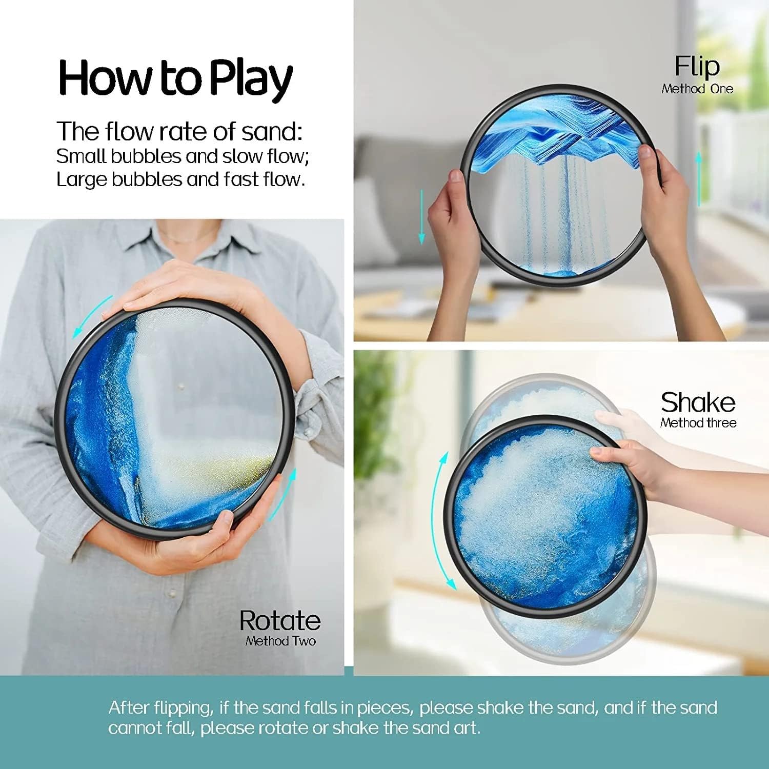 Desidiya® 3D Moving Sand Art Picture Glass Liquid Painting - Natural Landscape Showpiece for Home Decor, Office Desk, Table Decoration, and Antique Gifts