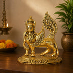 KridayKraft kamdhenu nandani Cow Table Decorative Statue Gold Plated Statue for Good Luck Feng Shui & Vastu Showpiece As Table Top Religious Idol Gau MATA