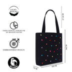 MASQ by Q-One Cute Genes Foldable Reusable Tote Bag for Women with Zip | College Bag for Girls | 100% Organic Canvas Tote for Shopping, Travel & Beach | (Heart Black)