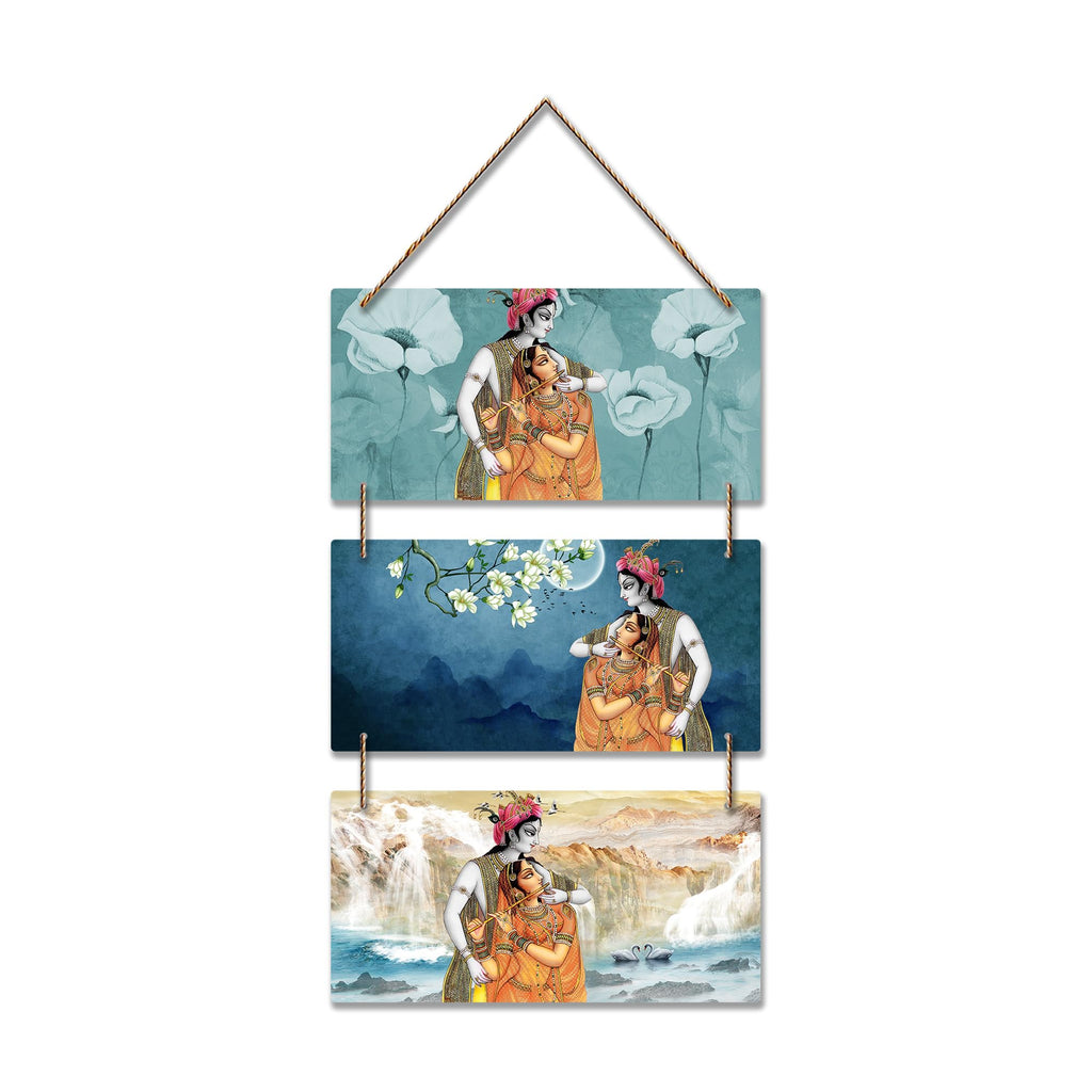 Artvibes Shree Radha Krishna Religious Wooden Wall Hanger for Home | Spiritual Decor Items | Religious Wall Art | Wall Poster | Artwork| Stylish Modern Decor Item | Gift Items (WH_9455N)