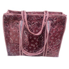 Bazaar Bhoot Edition Premium Cotton Quilted Shopping Tote Bag - Multipurpose Long Lasting Foldable Reusable Bag with zipper for Shopping, Travel & Daily Use - Made in India (Shaded Maroon)