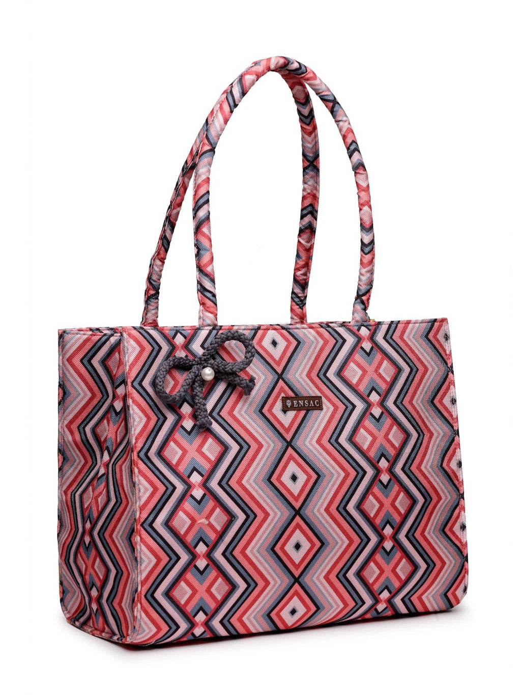 ENSAC Ethnic Tote Bag for Women & Girls | Large Canvas Shoulder Bag, Stylish Designer Handbag, Ethnic Pattern, Spacious, Lightweight, Perfect for Office, College & Shopping