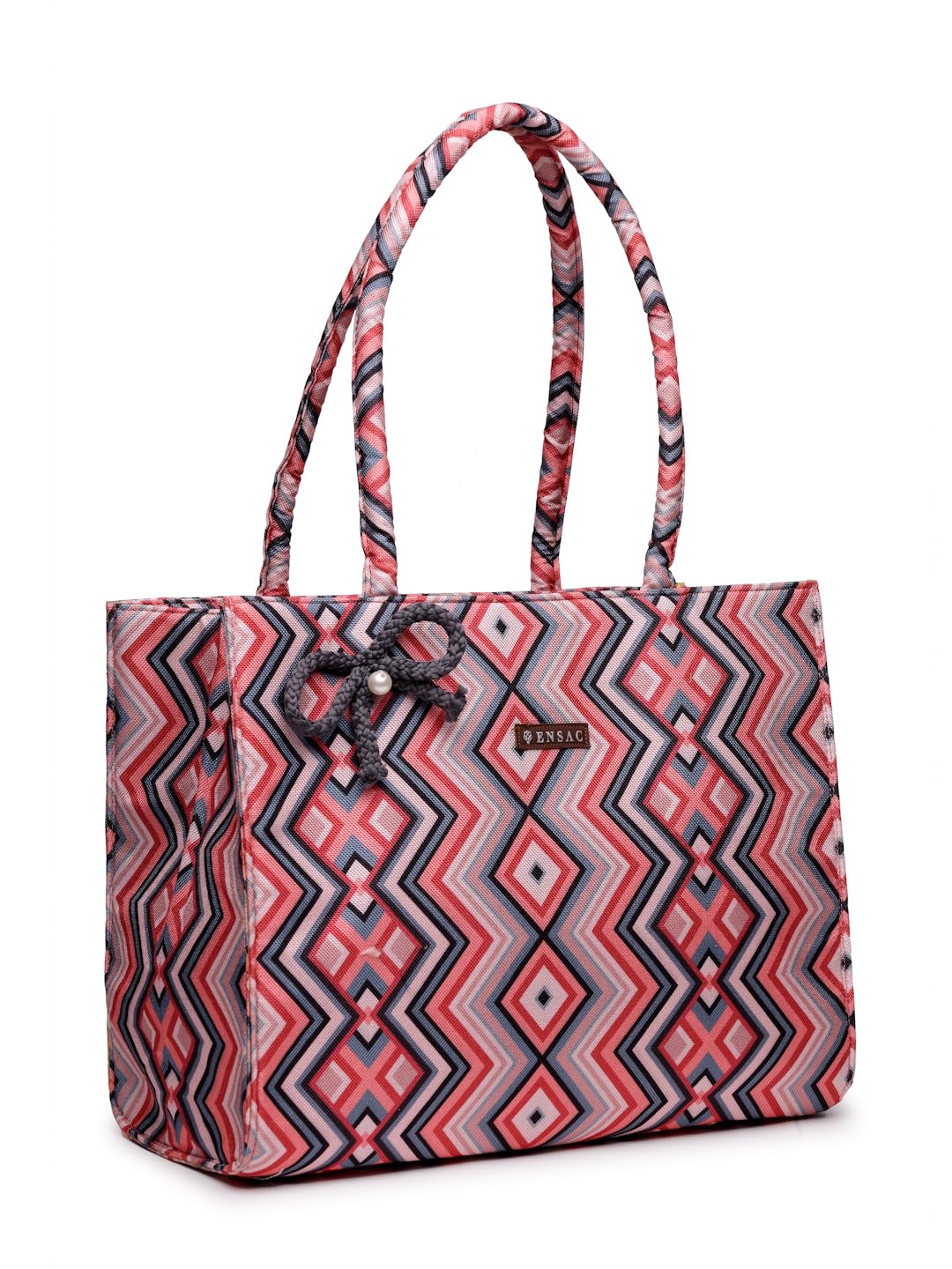 ENSAC Ethnic Tote Bag for Women & Girls | Large Canvas Shoulder Bag, Stylish Designer Handbag, Ethnic Pattern, Spacious, Lightweight, Perfect for Office, College & Shopping