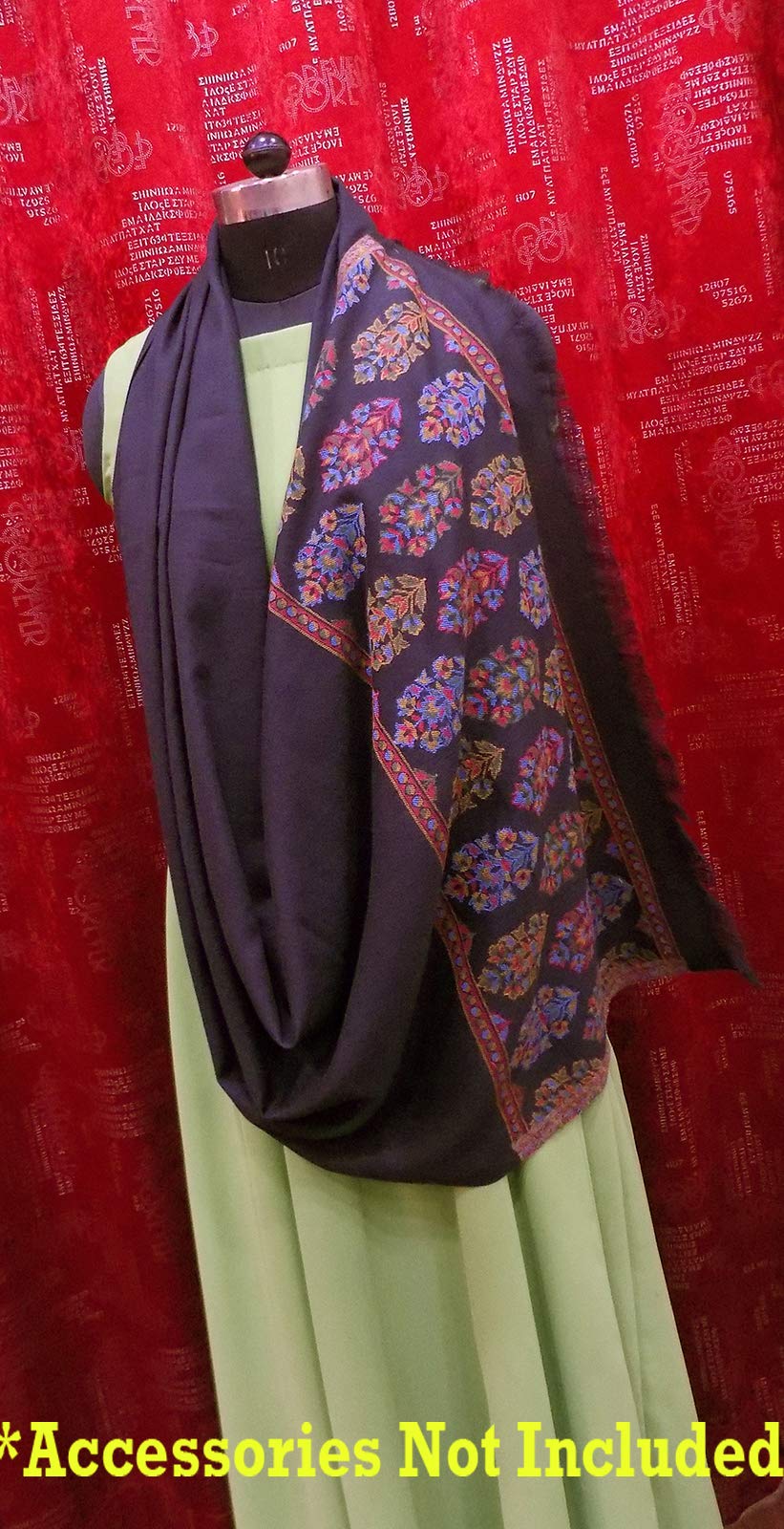 Kabello Jacquard Fabrics Winter Use Woolen Woven Soft Shawls For Women Black Pack Of 1 (Shawls-4)