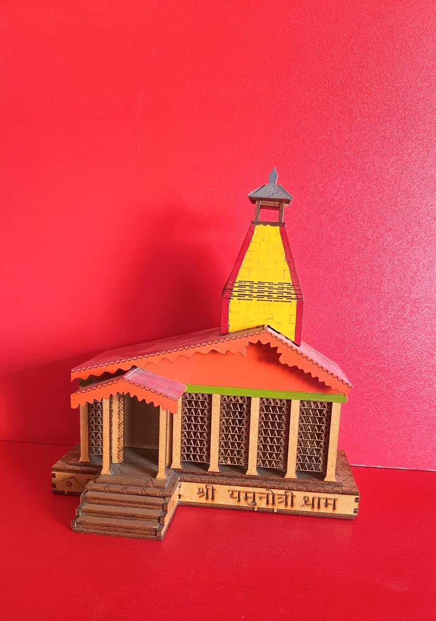 Yamunotri Temple 3D Wooden Model | Char Dham Pooja Décor & Spiritual Showpiece Religious Wooden Showpiece for Home Temple