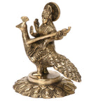 ARTVARKO Brass Goddess Maa Saraswati Statue Sitting on Swan Education Study Vidya Devi Idol Spiritual Puja Vastu Showpiece Religious Murti Sculpture Knowledge Music & Art 7 Inches