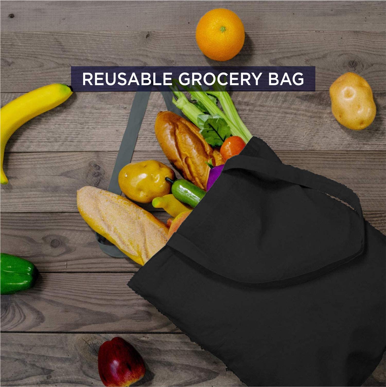 Lify Cotton Canvas Tote Bags Bulk Shopping Bag for Crafts, DIY Reusable Grocery Bag, 14 X 16 Inch – 3 Piece Pack (Black(1Pcs), Red(Pcs) & Blue (1Pcs), 14’’ (35.56 CM) x 16’’ (40.64 CM))