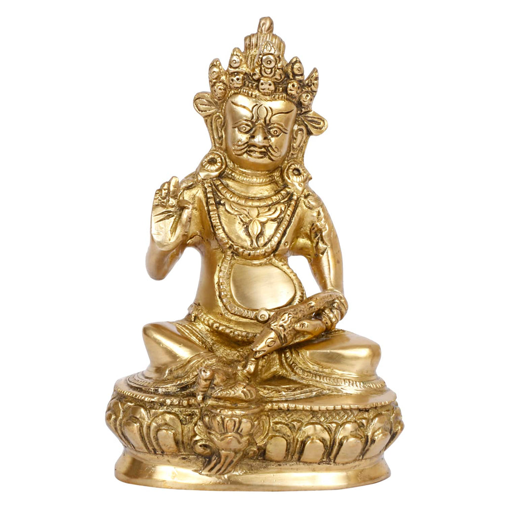 ARTVARKO Brass Kuber Maharaj Idol Statue God Murti for Locker Diwali Pooja Puja Kuvera Lord of Wealth Prosperity and Money Treasurer 8 Inch