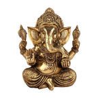 ARTVARKO Brass Ganesha Bhagwan Idol Taj Ganesh Statue Ganpati Murti for Temple Puja Home Entrance Decor Luck Gift Height 9 Inch