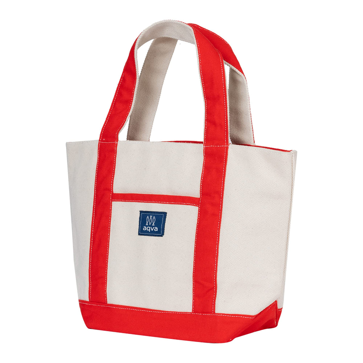 AQVA Unisex-Adult Premium Cotton Canvas Mini Tote Bag, Multipurpose Canvas Tote Handbag/Shoulder Bag For Shopping, Travel, Grocery, Work, Beach, Office, College (Red), Off White