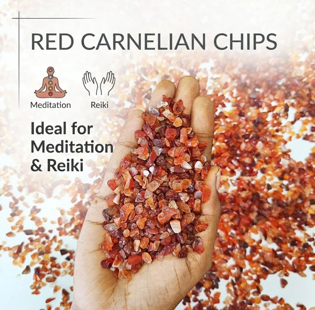 Shubhanjali Natural Red Carnelian Crystal Chips Stone 250 GM | Gemstone Chips for Jewellery Making, Crystal Tree, Resin Art, DIY Crafts, Meditation, Reiki, Feng Shui, Vastu & Home Décor