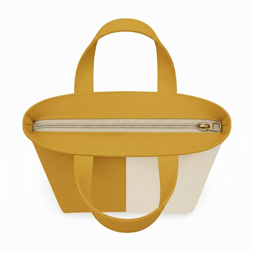 Lify Canvas Mini Tote Bag for Women | Small Handbag Purse with Zipper & Inner Pocket | Lightweight Cotton Canvas Craft Bag for Daily Use, Travel, Shopping & Gifting (1 Piece) (Yellow)