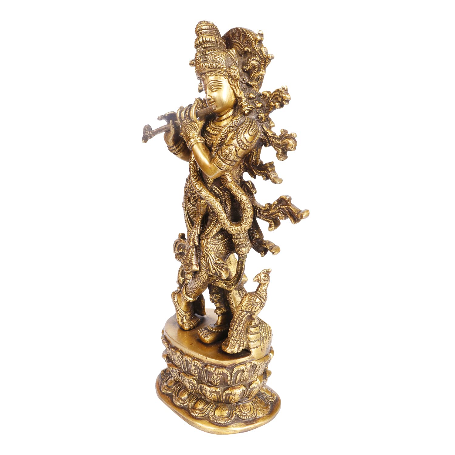 ARTVARKO Brass Lord Krishna Idol Murti Statue for Temple Home Office Gifts (12 inches)