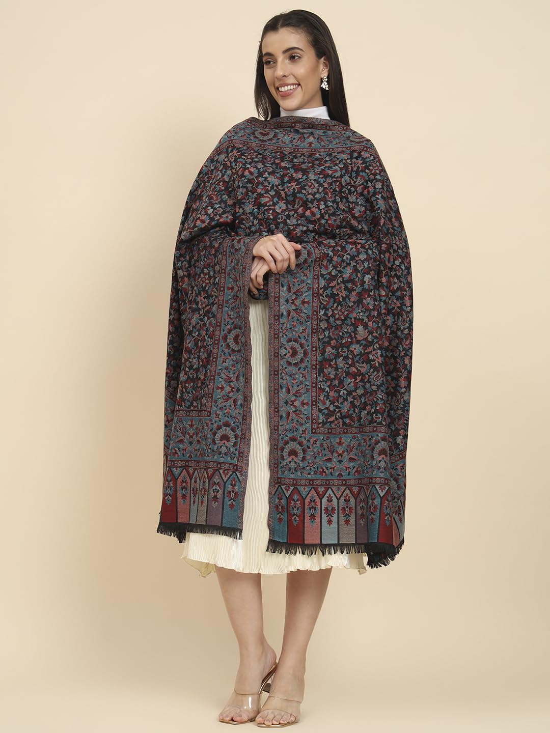 Pashmoda Women Dastaan Woven Design Jamawar Shawl (Size 101X203 CM)
