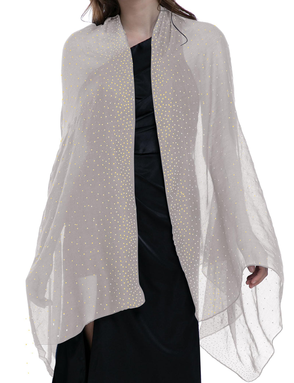 Shawls and Wraps for Evening Dresses Wedding Shiny Scarf Light Gray