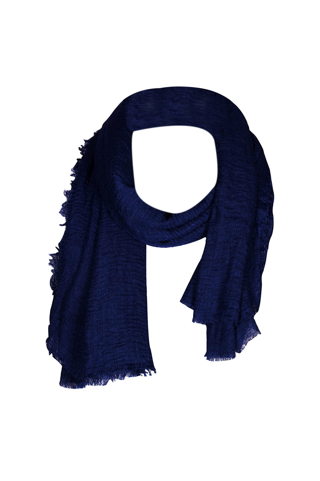 Iba & Isba Women's Plain Crinkled Scarves, Stoles, Hijab (76 x 36 inch) (Navy Blue)
