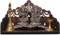 FLYUP Wooden Mandir for Home Pooja | Wall & Tabletop Temple with Ganesh Ornamental Cutout | Solid Wood Finish Home Temple with Storage Shelf (Ganesh Ornamental)