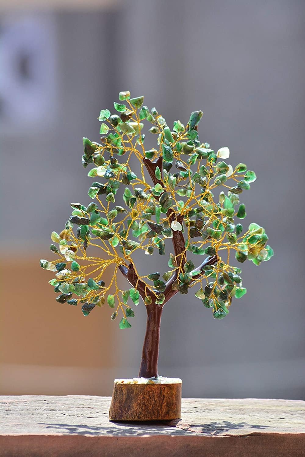 A P HOMES Spiritual Healing & Vastu Decor Collection - Positive Energy, Wealth & Protection Crystals for Home & Office (Green Aventurine Tree)