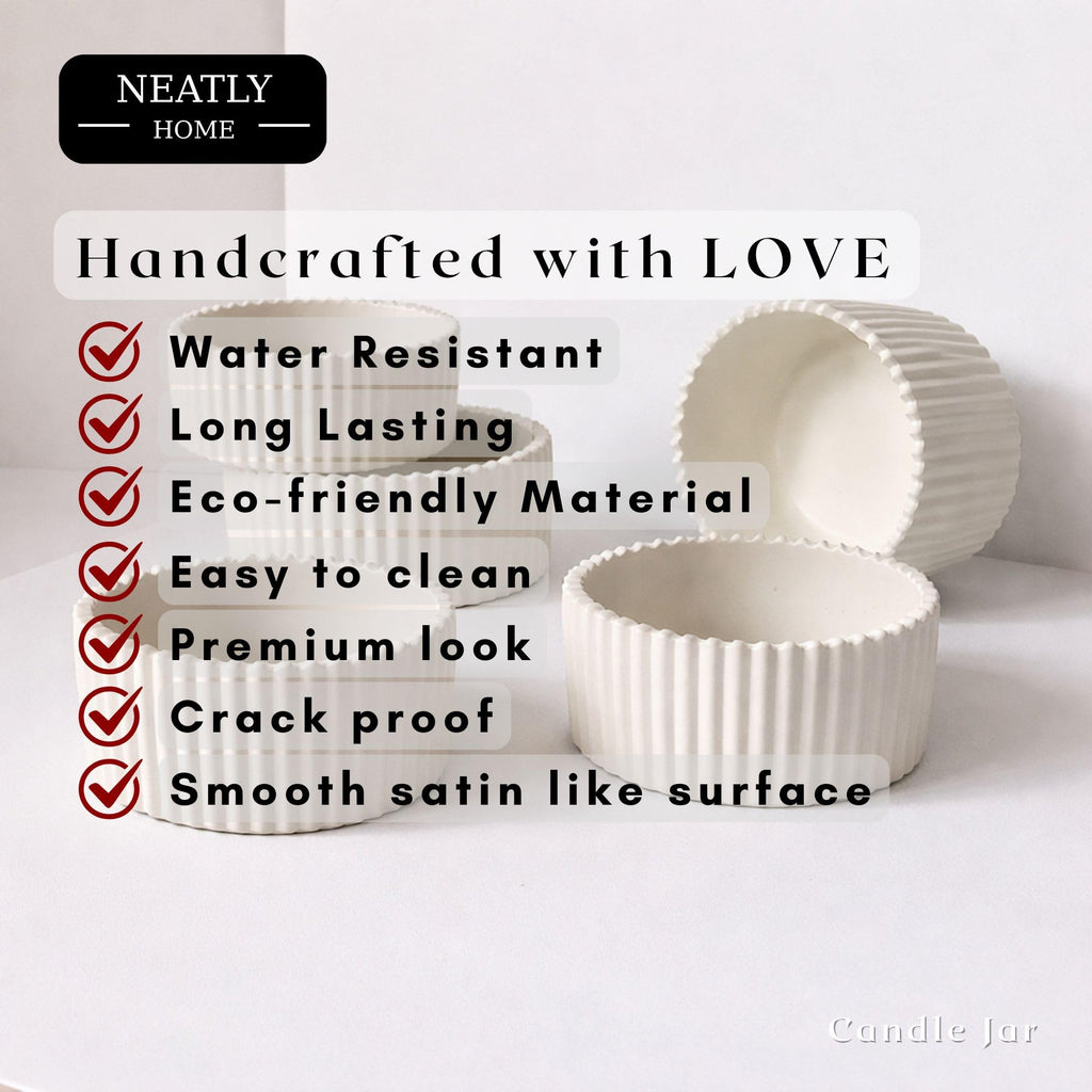 Neatly Home Handcrafted Candle Jar Smooth Satin White 8x4 cm Pack of 5