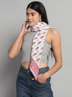 Ravaiyaa - Attitude is everything Sanganer Hand Block Printed Scarves Pure Cotton Scarf Square Hijab Dupatta 40 X 40 Inch (White)