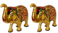 Prince Home Decor & Gifts Multi Coloured Metal Elephant Pair for Showpiece- Enhance Your Home As Well As Office Décor- Beautifully Hand Crafted & Hand Carved Item (Standard)