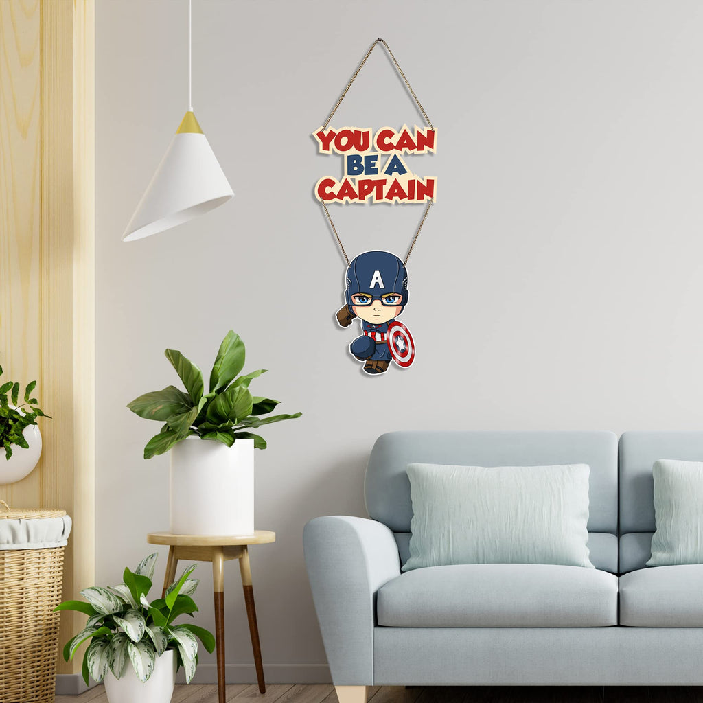 Artvibes Captain America Printed Wood Wall Hanger with Quote for Home Decor | Office | Gift | Livingroom, Bedroom | Wooden Decorative Item | Modern Decoration | Designer Artworks Hangings (WH_5709N)
