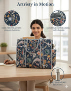 NIKAVIK Quilted Cotton Tote bag – Exotic Animal Print Foldable and Ideal for Travel Shopping Beach Trips or Daily Essentials (Blue Multi)