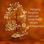 Paradigm Pictures Feng Shui Tree of Life Bonsai - Crystal Ornaments With Hanging Coin Charms For Health, Wealth And Happiness - Table Decor, Living Room,12.7 Cm