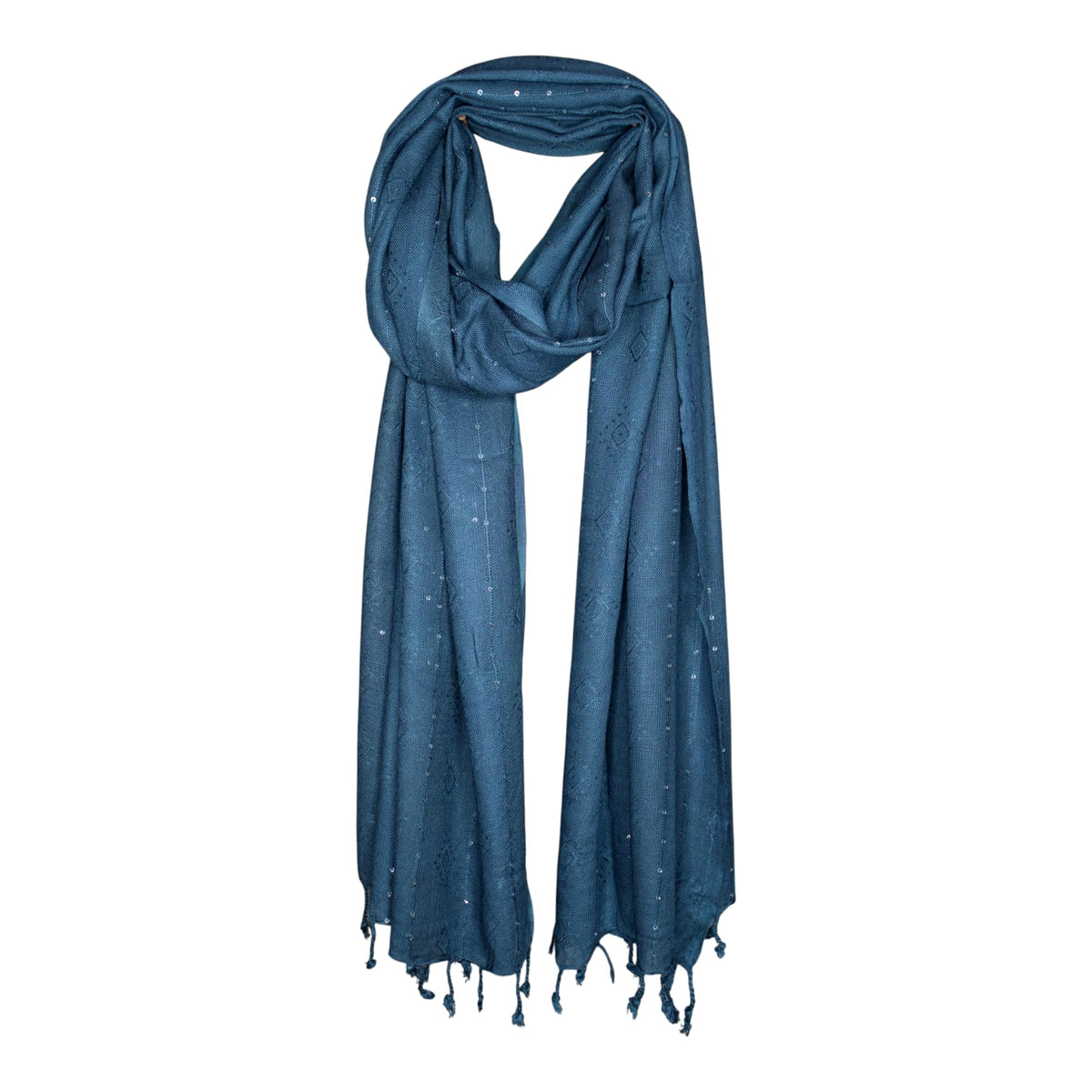STOLE STUDIO Elegant Luxurious Sequence Viscose Stole Scarf (Teal Blue)