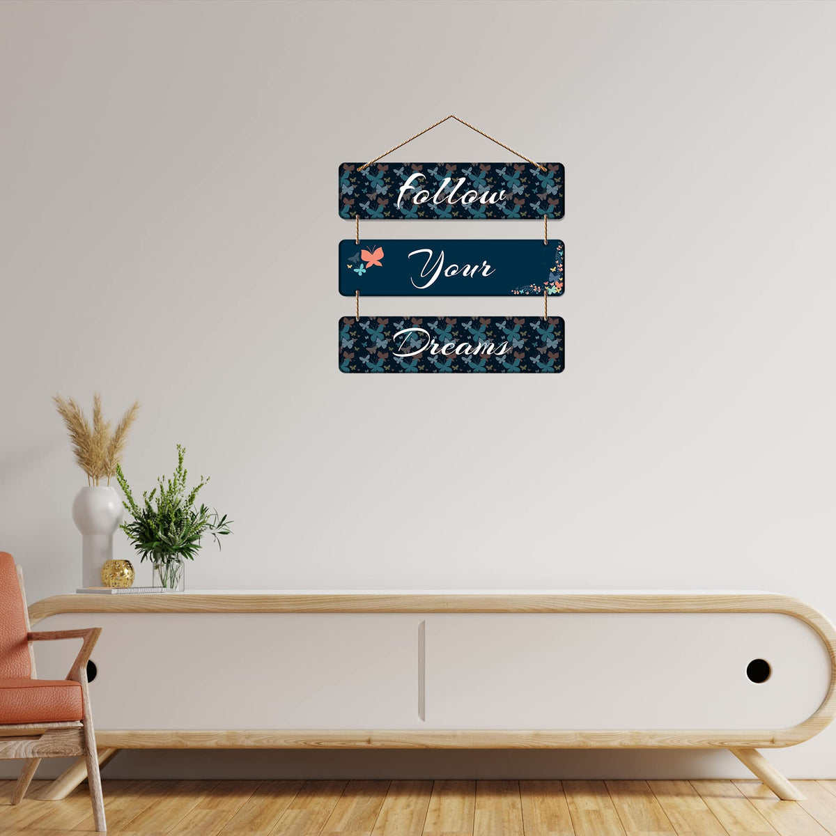 Artvibes Follow Your Dreams Printed MDF Wood Wall Hanger For Home | Quotes Decor Item | Motivational Wall Decor | Wall Accent | Graphic Art | Gift Items | Mdf Wall Decoration for Office (WH_5308N)