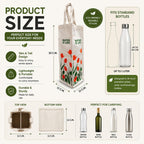 SHIBUI Eco-Friendly Cotton Bottle Carry Bag: Dual Compartment Design, Reusable and Sustainable Combo. (Tulip Print Pack of 2), White