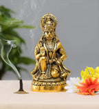 Prince Home Decor & Gifts Hanuman Ji Statue Sitting In Metal Hanuman Ji Idol Bajrangbali Murti Gift Article Decorative Showpiece, Multicolour, 1 Piece.