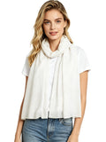 Lina & Lily Solid Shimmer Sparkle Glitters Sheer Maxi Shawl Head Scarf Hijab (#1 WHITE)
