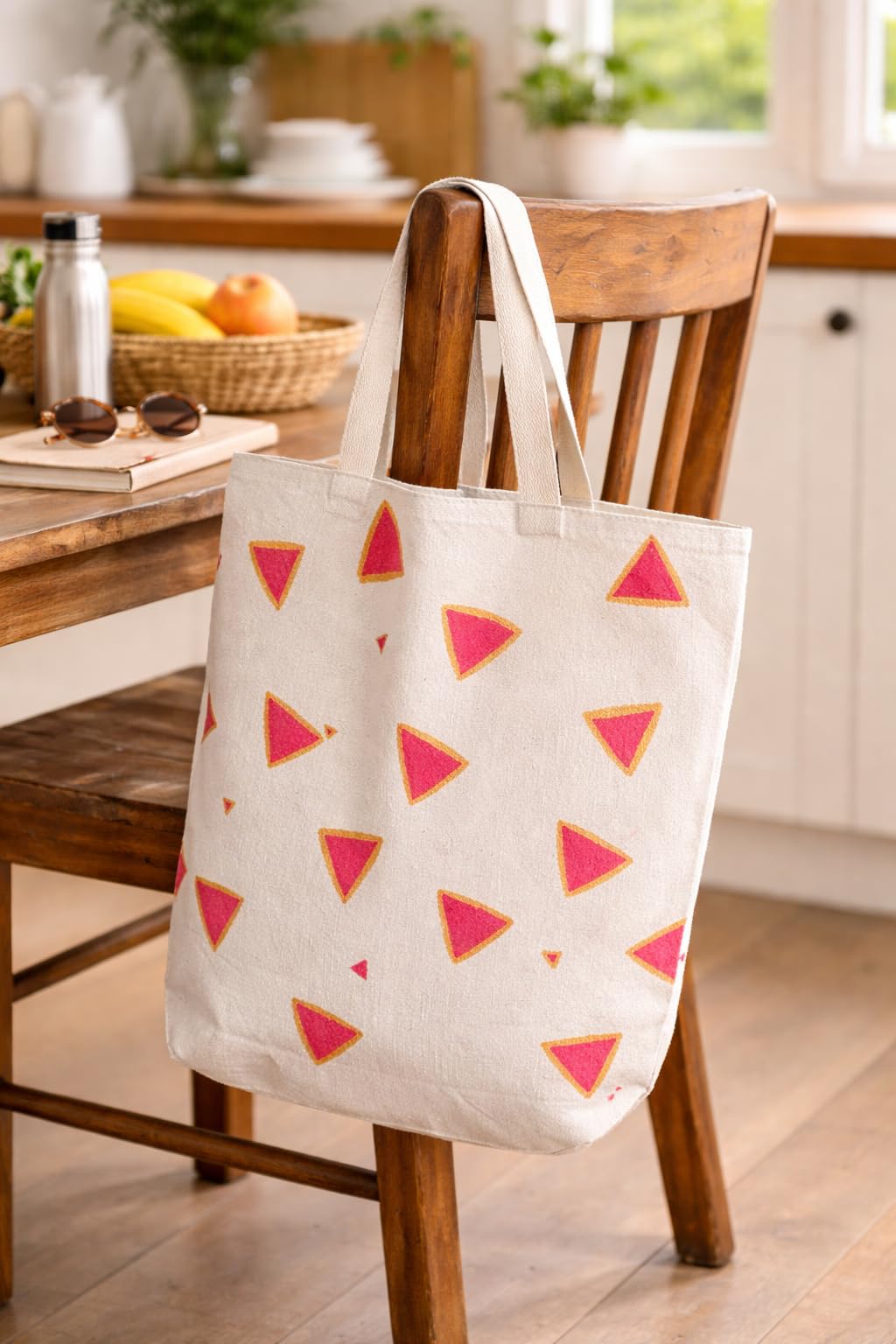 Trashury Hand Painted Large Cotton Canvas Tote Bag for Women & Girls | Reusable Shoulder Handbag for College, Office, Shopping & Travel (2)
