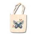 snapiq COTTON 350 GSM Canvas Tote Bag for Women and Girls Thick Fabric with Zipper (Beige, Butterfly1)