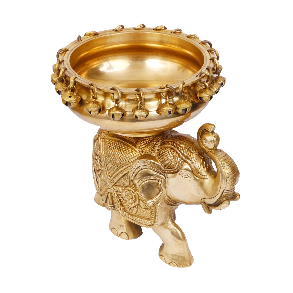 ARTVARKO Brass Elephant Urli Decorative Urli Bowl for Flowers - Handcrafted Round Floating Floral Candles Bowl for Home, Office, Living Room Decor