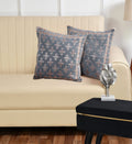 DECOMIZER Jacquard Geomteric Cushion Covers 16 inch x 16 inch Set of 2 Ethnic Motifs Cushion Covers,Design- Plus,Color- Grey