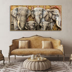 VIBECRAFTS Beautiful Elephant Native Thai style Molding Art Premium Canvas Wall Painting With Frame for Living Room Drawing Room Home|Office|Gift (PTVCH_2208N)